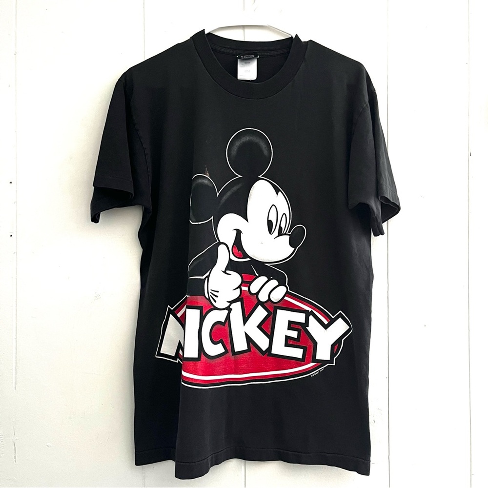 Vintage Mickey Mouse Black Shirt Disney Unlimited Cartoon Graphic 90s Men’s Sz L